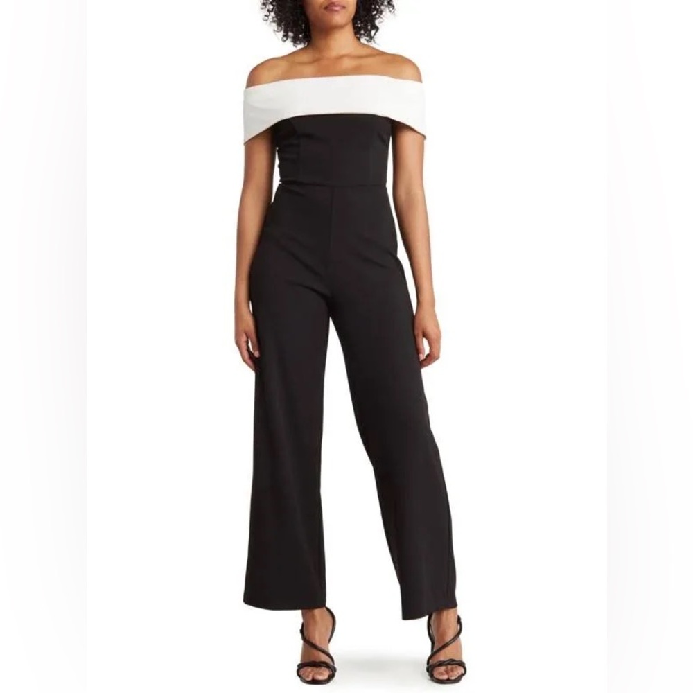 Marina Off the Shoulder Scuba Crepe Jumpsuit size 8